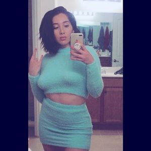 Crop sweater & skirt set